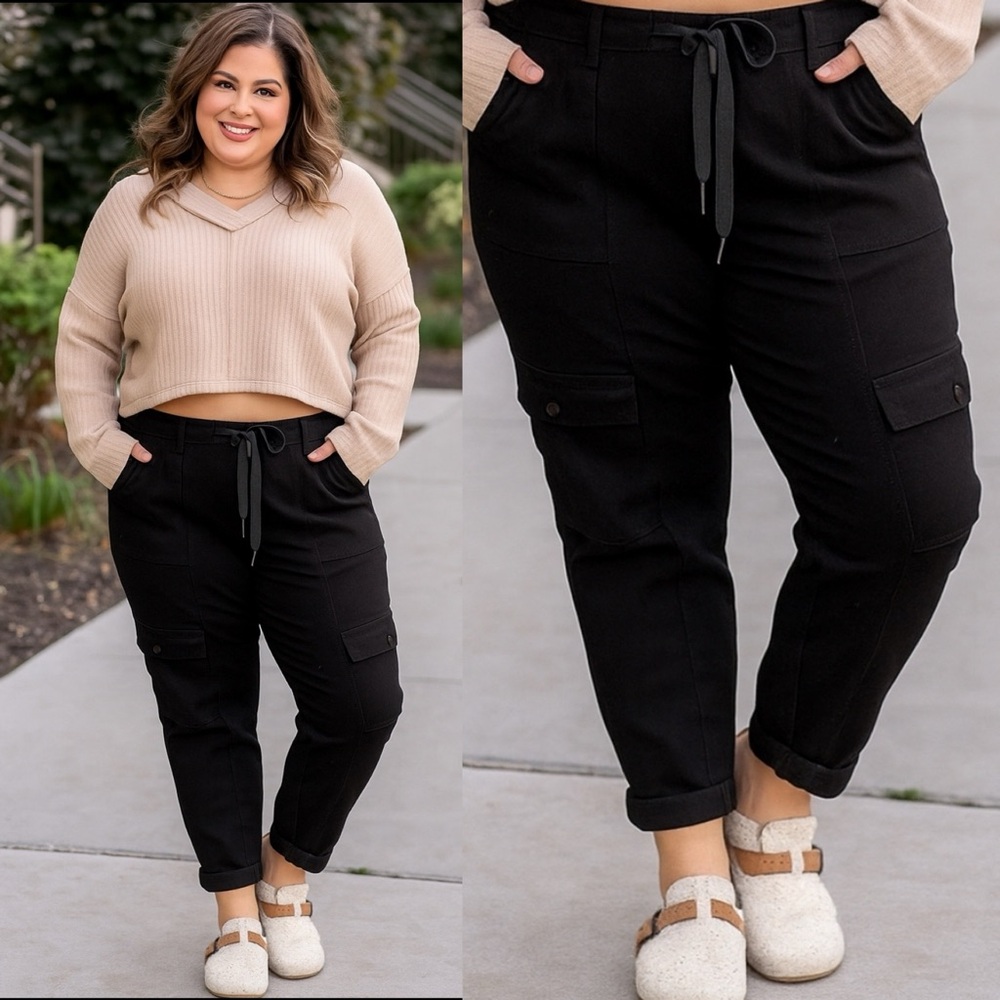 Judy Blue‎ Harper High Rise Cargo Jogger Pant Black size 11/30